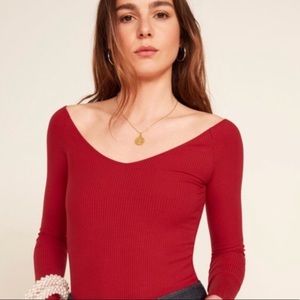 Reformation ribbed Off shoulder Sundown Top S